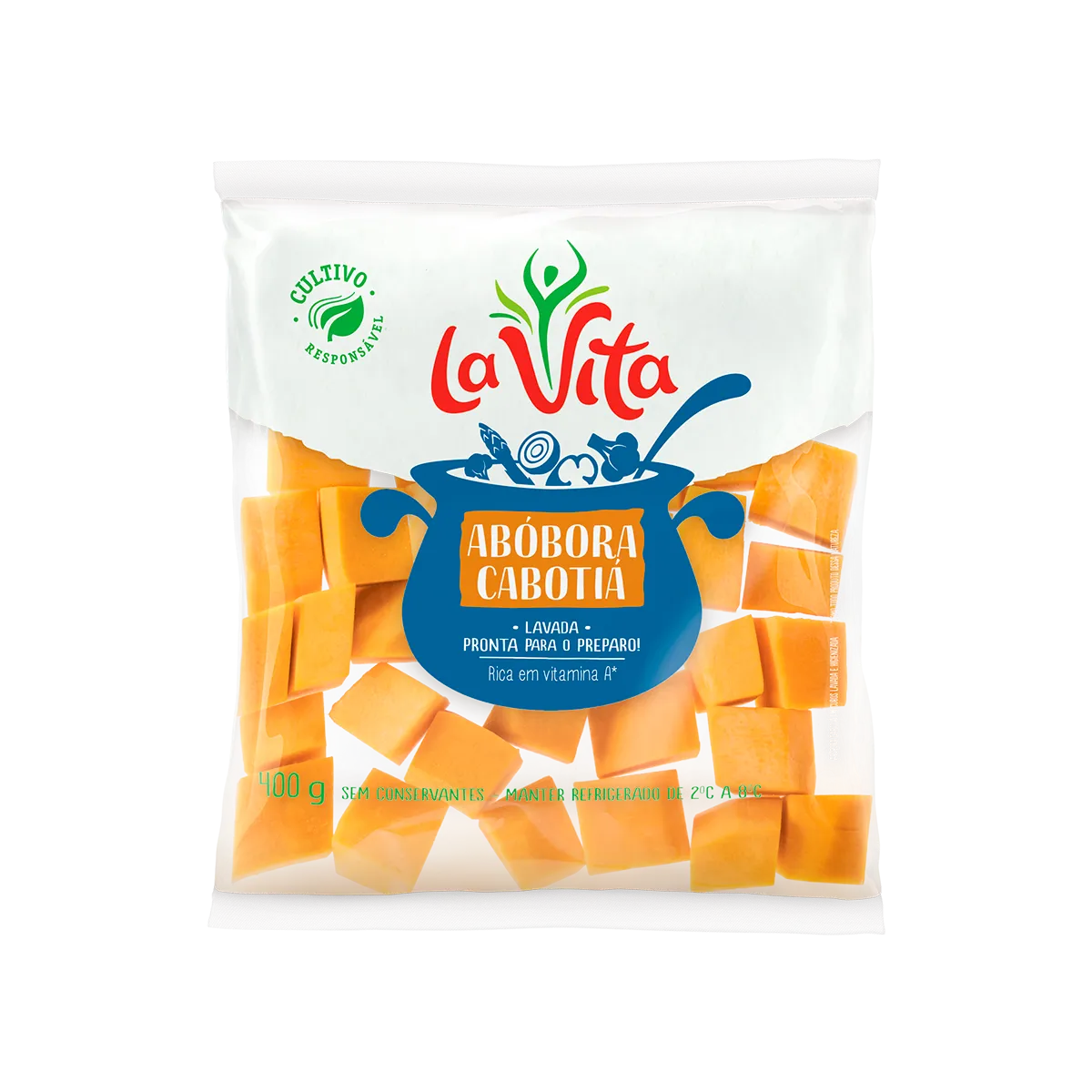 Abóbora cabotiá em cubos La Vita pronta para preparo