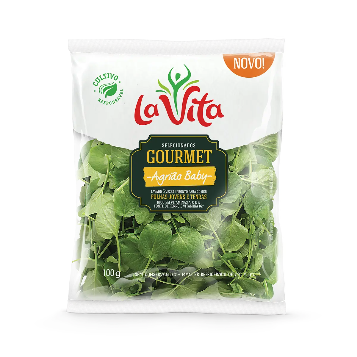 Agrião Baby Gourmet La Vita lavado 3 vezes pronto para consumo