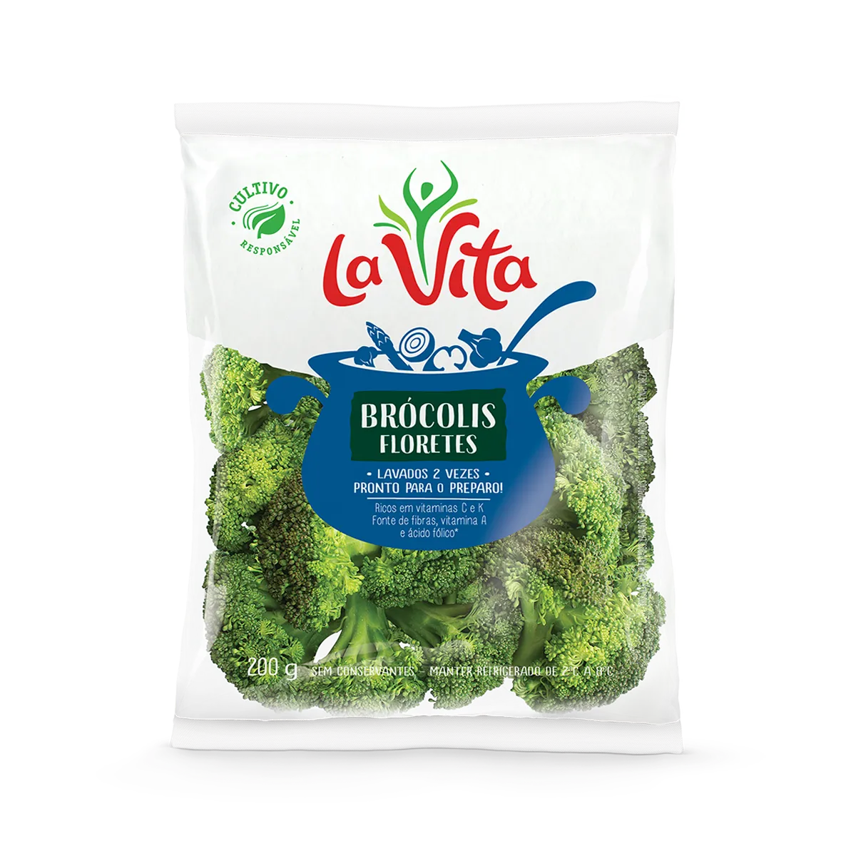 Brócolis floretes La Vita lavados e prontos para preparo