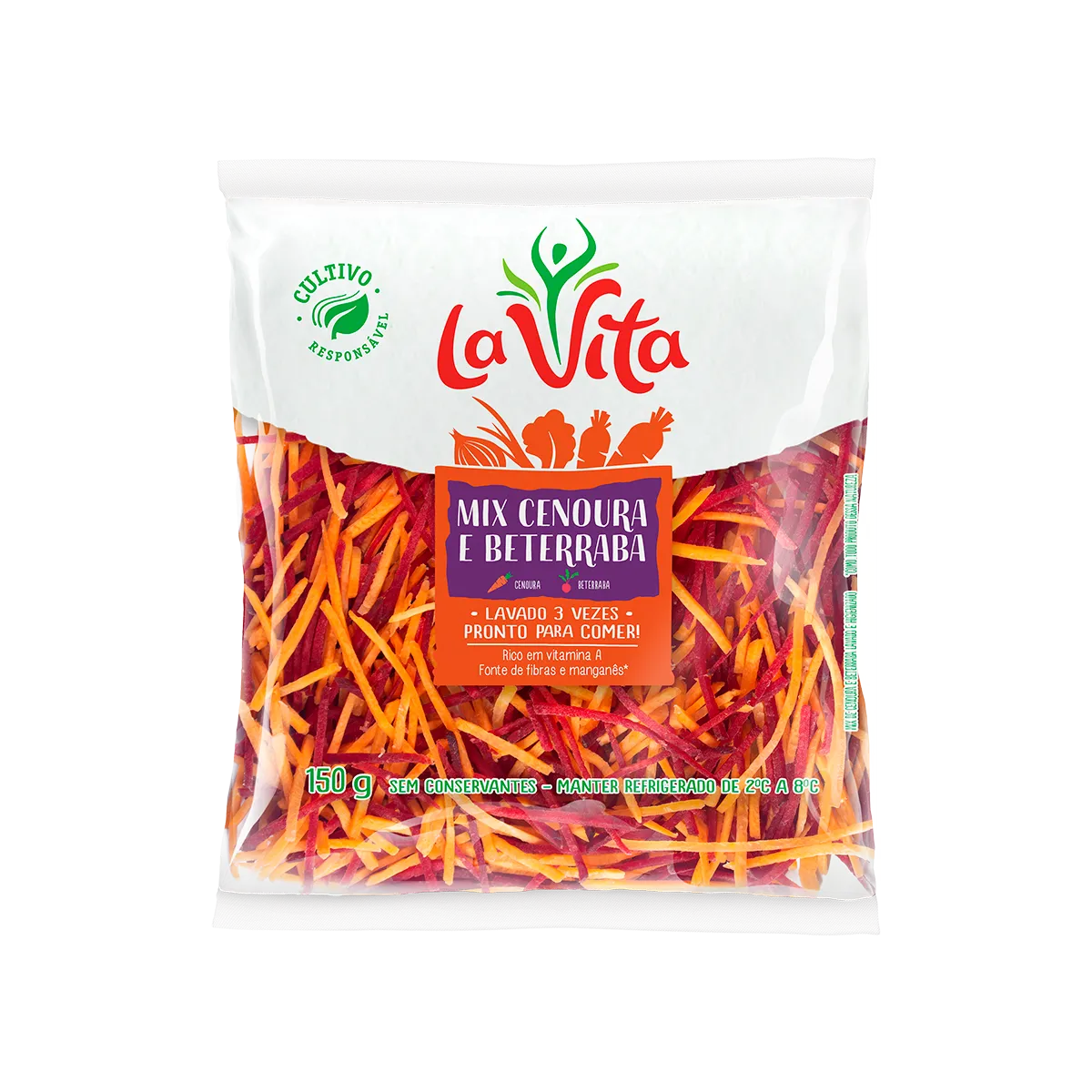 Mix de cenoura e beterraba raladas La Vita pronto para consumo
