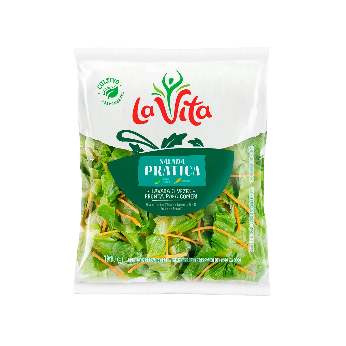 Salada Prática lavada 3 vezes pronta para consumo La Vita 150g