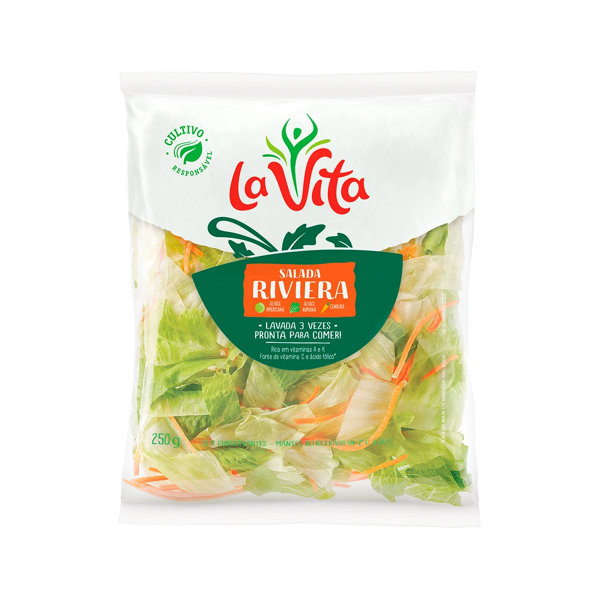 Salada Riviera lavada 3 vezes pronta para consumo La Vita 250g