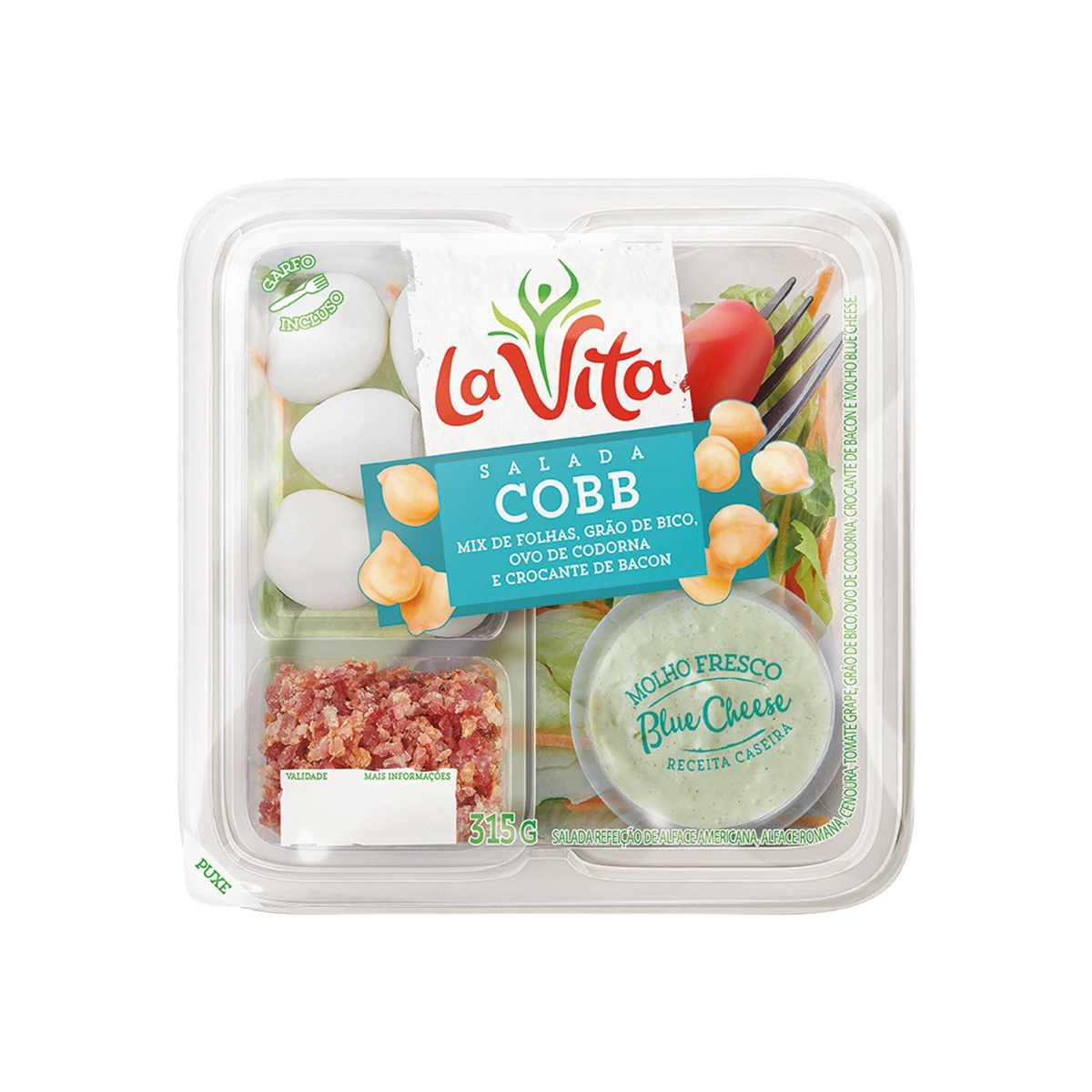 Salada to go Cobb pronta La Vita 315g com molho blue cheese