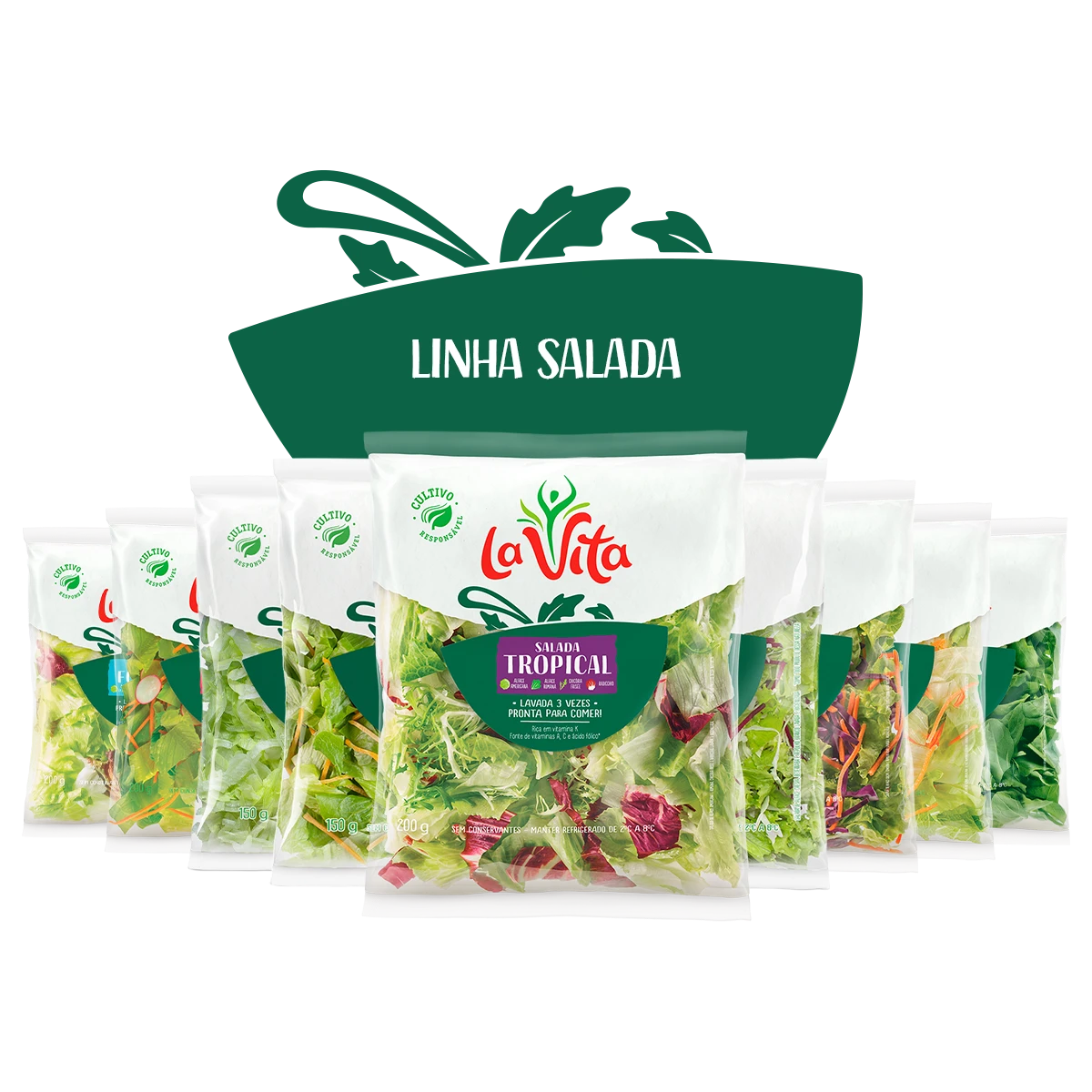 Portfólio Linha Salada La Vita com mix de folhas prontas
