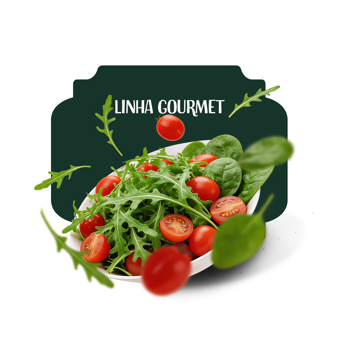 Linha Gourmet La Vita com mix de folhas e tomate cereja